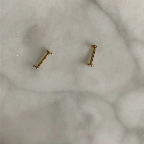 New 14K Gold Flatback Letter Earrings “N” “O” - With Boxes - Picture 8 of 16